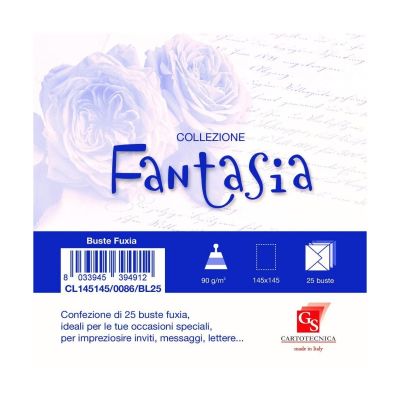 Plic color pentru invitatie Colorarte Fantasia, fuchsia, 90g/mp, 145x145mm, set 25 buc