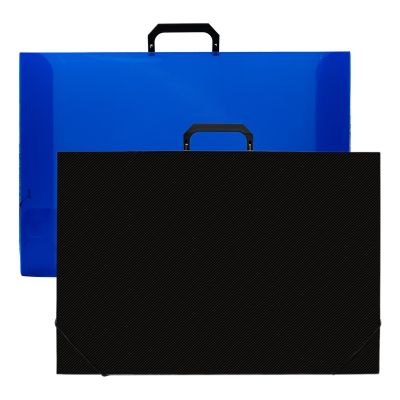Servieta plastic CNX, cu maner, 50x35x3cm, negru / albastru