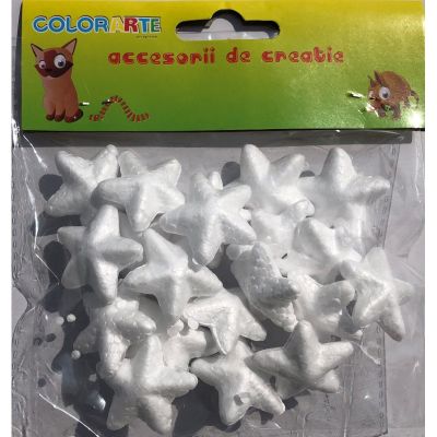 Accesorii creatie - polistiren - steluta, alb, 3cm, set 16 buc, Colorarte
