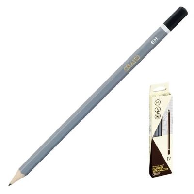 Creion grafit Grand, B-6B / HB-6H, corp hexagonal gri, fara guma de sters, duritate 3H