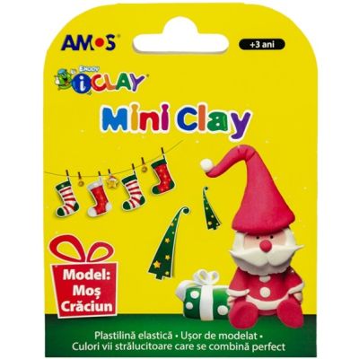 Plastilina Amos iClay AM-27, 30g, Model Mos Craciun, cutie 4 culori