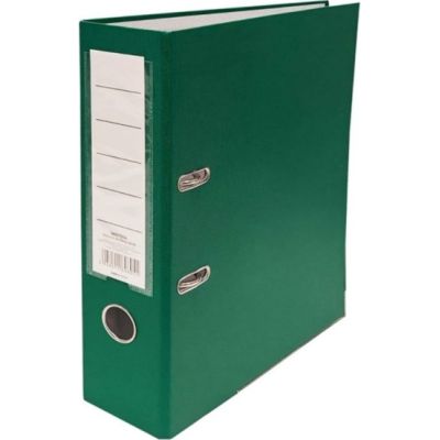 Biblioraft plastifiat dezasamblat, A4, portret, 7. 5cm, verde, buzunar eticheta, inele metalice