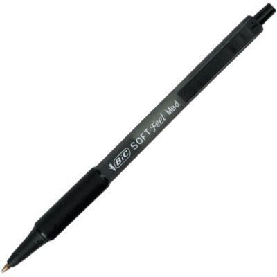 Pix cu bila Bic SoftClic, 1. 0mm, cu mecanism, corp semitransparent in culoarea scrisului, grip cauciucat, Negru