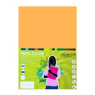 Carton colorat A4 Fabrisa, 180g/mp, portocaliu fluorescent, top 250 coli