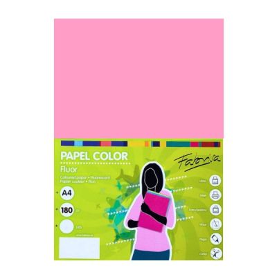 Carton colorat A4 Fabrisa, 180g/mp, roz fluorescent, top 250 coli