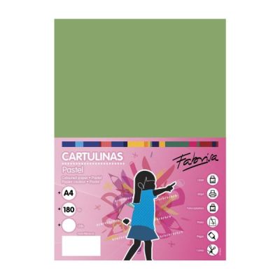 Carton colorat A4 Fabrisa, 180g/mp, verde pastel, top 50 coli