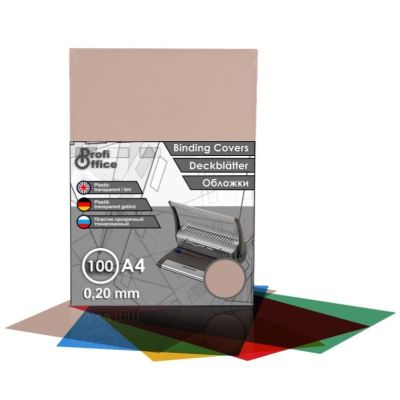 Coperta indosariere A4 ProfiOffice, PVC fumuriu, transparent, 0. 20mm, top cu 100 coli