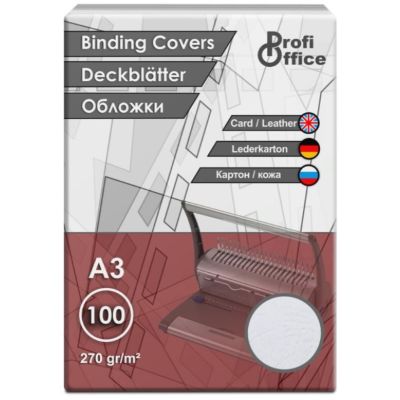Coperta indosariere A3 ProfiOffice, carton alb, imitatie piele, 270g/mp, top cu 100 coli