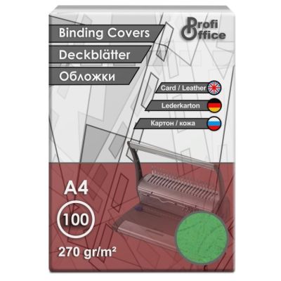 Coperta indosariere A4 ProfiOffice, carton verde, imitatie piele, 270g/mp, top cu 100 coli