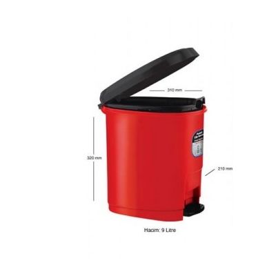 Cos de gunoi ARK 1380, pentru hartie, 9 litri, plastic, cu pedala pentru ridicarea capacului, rosu