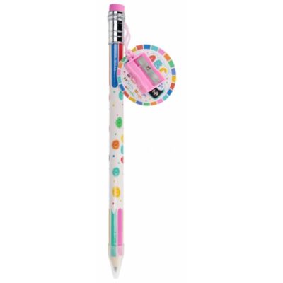 Creion multicolor Trendhaus Jumbo XXL CH31235, HB, cu guma de sters si ascutitoare