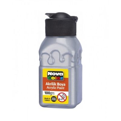 Culoare acrilica 100 ml, argintiu metalizat, Nova Color