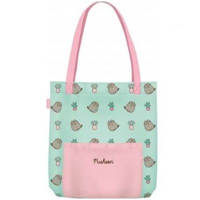 Geanta de umar St. Majewski Pusheen, verde deschis cu roz