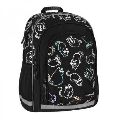 Ghiozdan Starpak Kitty Holo, 39 cm, 3 compartimente, negru