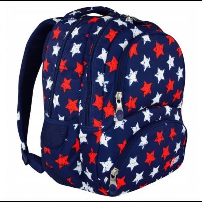 Ghiozdan St. Majewski St. Right Stars, 2 compartimente, 4 buzunare, bleumarin, BP-07