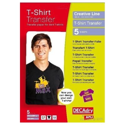 Hartie transfer tricouri DECAdry Inkjet OCI4771, A4, pentru culori intense, set 5 coli