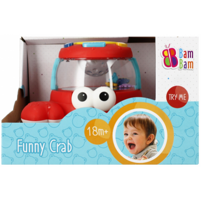 Jucarie bebelusi cu sunete, crab interactiv, Bam Bam 515139, 18+ luni