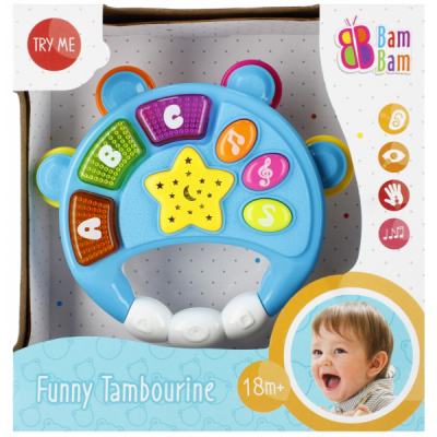 Jucarie bebelusi cu sunete si lumini, tamburina, Bam Bam 515006, 18+ luni