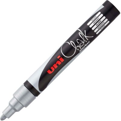 Marker cu creta UNI Chalk PWE-5M, varf rotund, 1. 8-2. 5mm, Argintiu