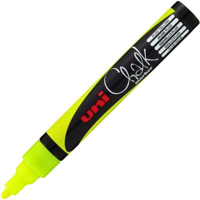 Marker cu creta UNI Chalk PWE-5M, varf rotund, 1. 8-2. 5mm, Galben fluorescent