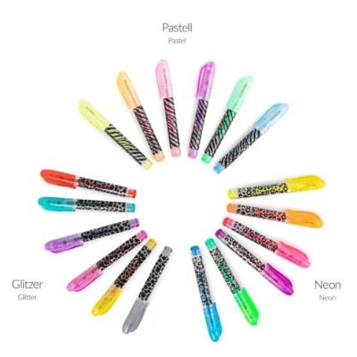Pix cu gel Trendhaus 955524, cu capac, mini, set 6 culori (neon / pastel / sclipici)