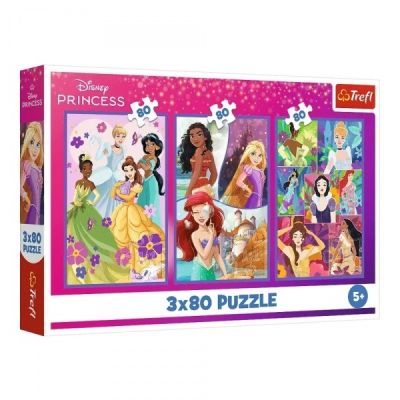 Puzzle carton 3in1, 3x80 piese Princess, Trefl