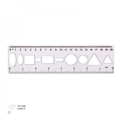 Rigla Ark 038, 20cm, plastic, cu sablon forme geometrice