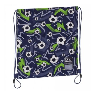 Rucsac cu snur pentru copii Starpak Fotbal, 38. 5x33 cm, albastru/verde