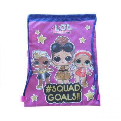 Rucsac cu snur pentru copii St. Majewski LOL, roz cu albastru, 33x42cm