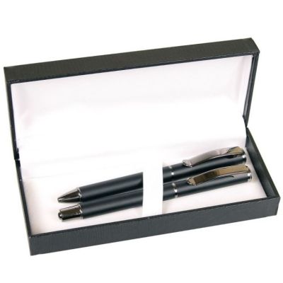 Set cadou stilou + pix Cresco Exclusive S 830146 ES-03, corp metalic negru clips argintiu