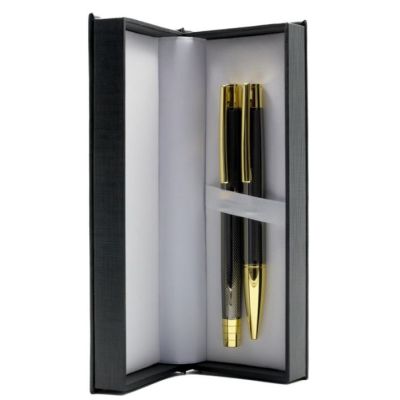 Set cadou stilou + pix Cresco Elegant E850054, corp metalic grafit clips auriu