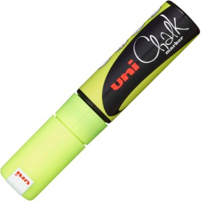Marker cu creta UNI Chalk PWE-8K, varf tesit, 8. 0mm, Galben fluorescent