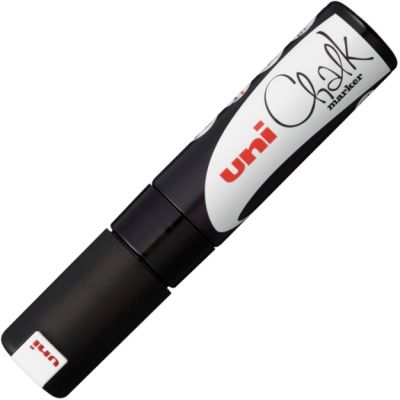 Marker cu creta UNI Chalk PWE-8K, varf tesit, 8. 0mm, Negru