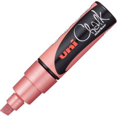 Marker cu creta UNI Chalk PWE-8K, varf tesit, 8. 0mm, Rosu metalizat