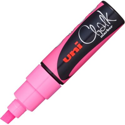 Marker cu creta UNI Chalk PWE-8K, varf tesit, 8. 0mm, Roz fluorescent