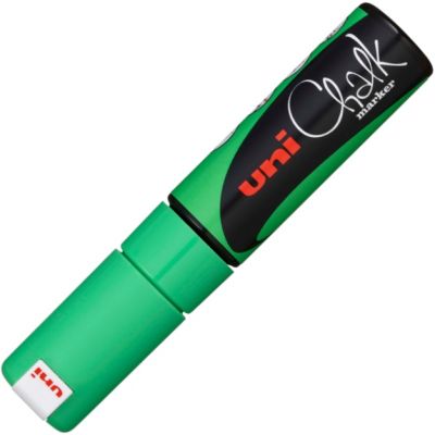 Marker cu creta UNI Chalk PWE-8K, varf tesit, 8. 0mm, Verde fluorescent