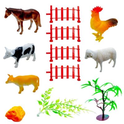 Animale ferma + accesorii, 12 buc/set