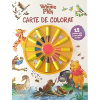 Disney. Winnie de Plus. Carte de colorat. 12 creioane mici pentru maini de pitici