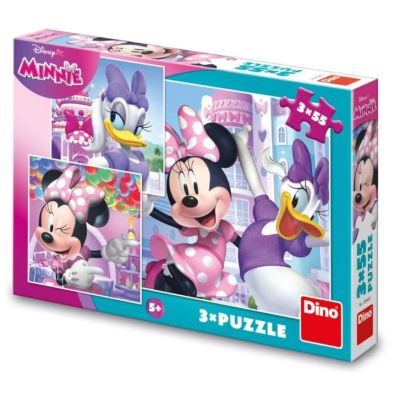 Puzzle 3x55 piese, Minnie & Daisy - DINO TOYS