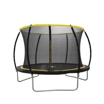 Trambulina pentru copii, Dunlop, plasa de protectie cu fermoar, dimensiuni 244x200 cm, negru/galben