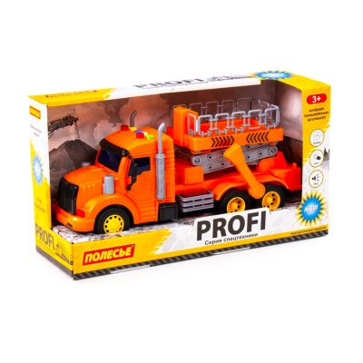Camion constructii + elevator, cu lumina si sunet, 33. 5x11. 5x18. 5 cm, Polesie