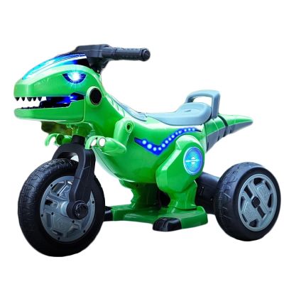 Motocicleta dinozaur cu acumulator, 2 motoare, 12V, 5A, verde