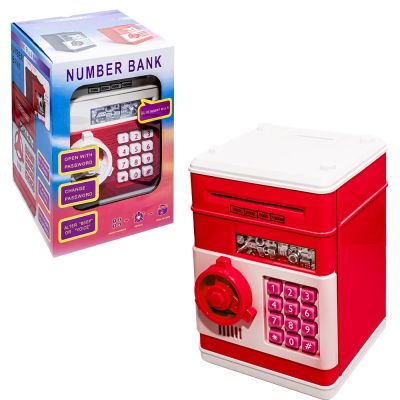 Pusculita pentru copii, Seif, rosie, cu lumina si sunet