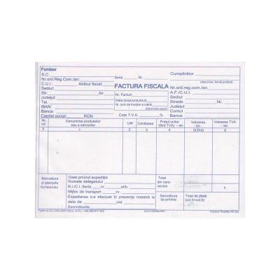 Tipizat Facturier A5, 100 file, autocopiativ, cu TVA, 3 exemplare