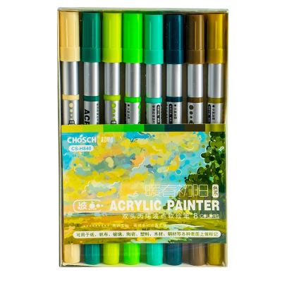 Markere acrilice, 2 capete, 8 culori/set - CHOSCH
