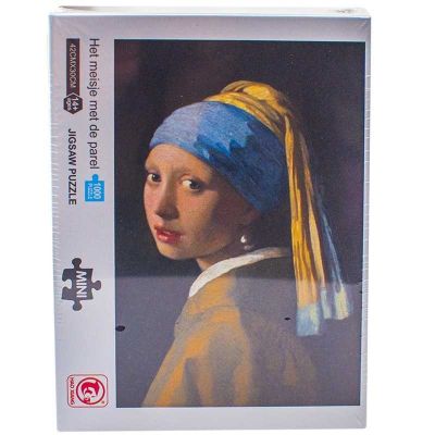 Puzzle carton mini, Fata cu cercel de perla, 1000 piese