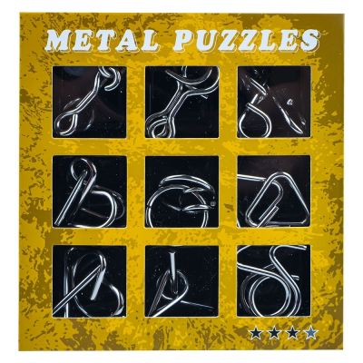 Puzzle mecanic, din metal, set de 9 buc.
