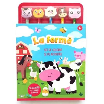 La ferma. Set de colorat si de activitati. 30 de activitati + 5 creioane si radiere (4+)