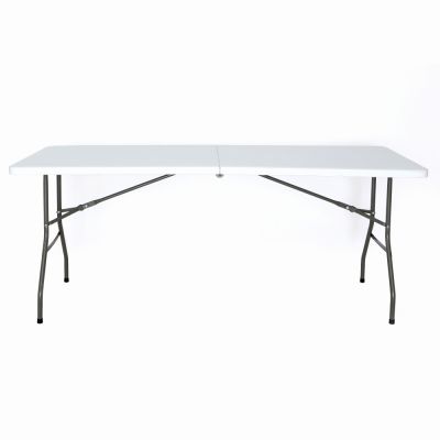 Masa pliabila 4 persoane din otel si HDPE MESTERINO KJC2061, 180x70x74 cm, culoare alba