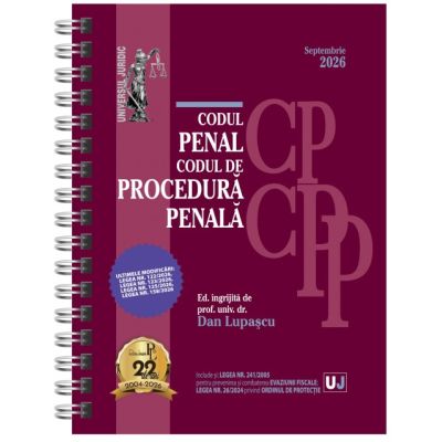 Codul penal si Codul de procedura penala Septembrie 2026. Editie spiralata, tiparita pe hartie alba - Dan Lupascu